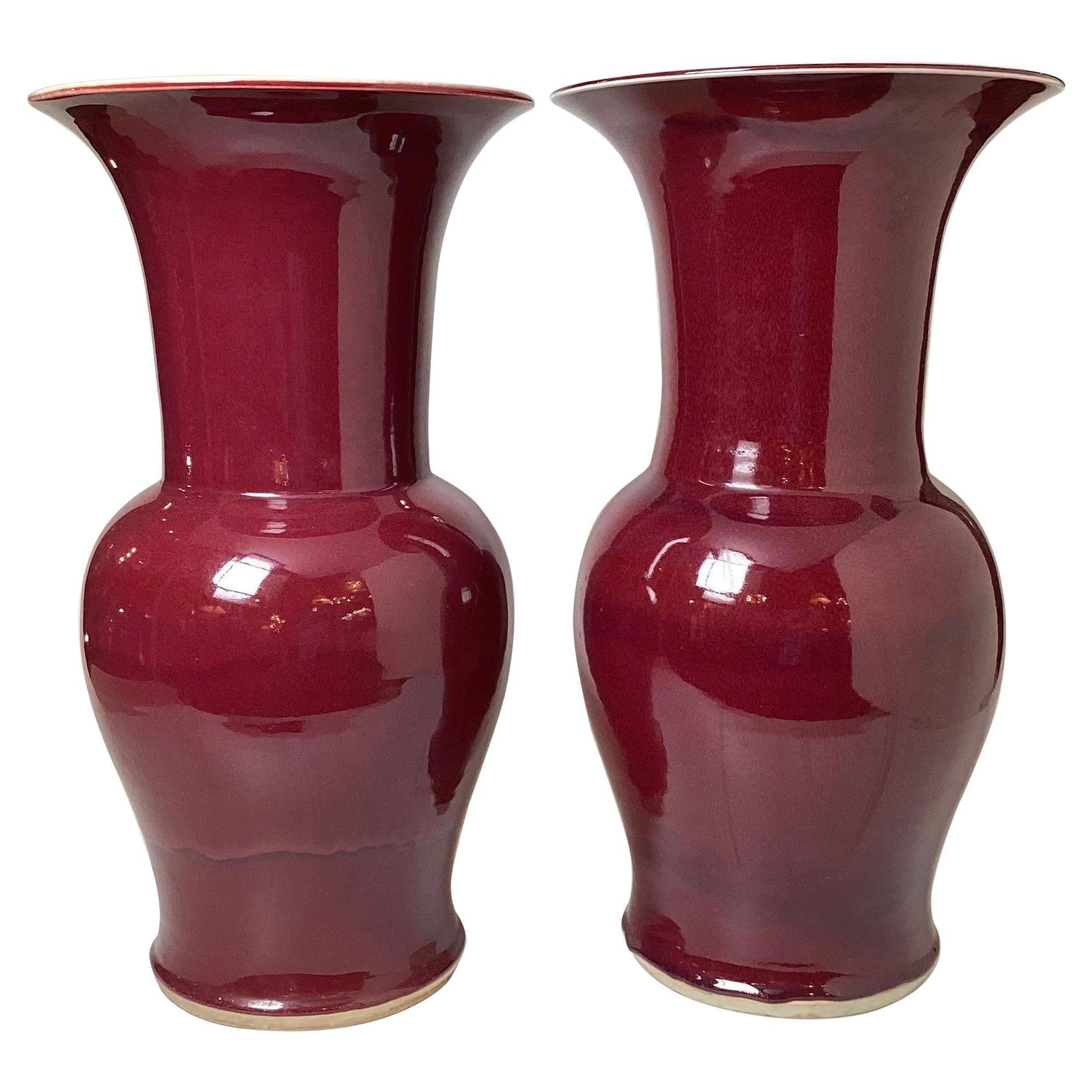 Pair of Large Sung De Beouf Floor Vases