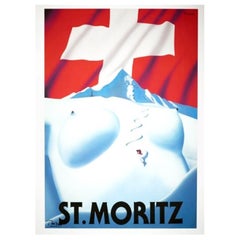 Affiche vintage originale de St Moritz, Razzia, 2012