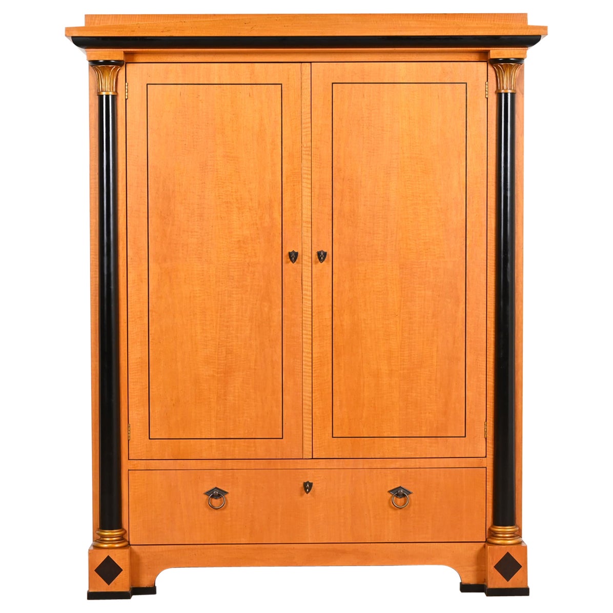 Baker Furniture Biedermeier Primavera Wood and Parcel Ebonized Armoire Dresser
