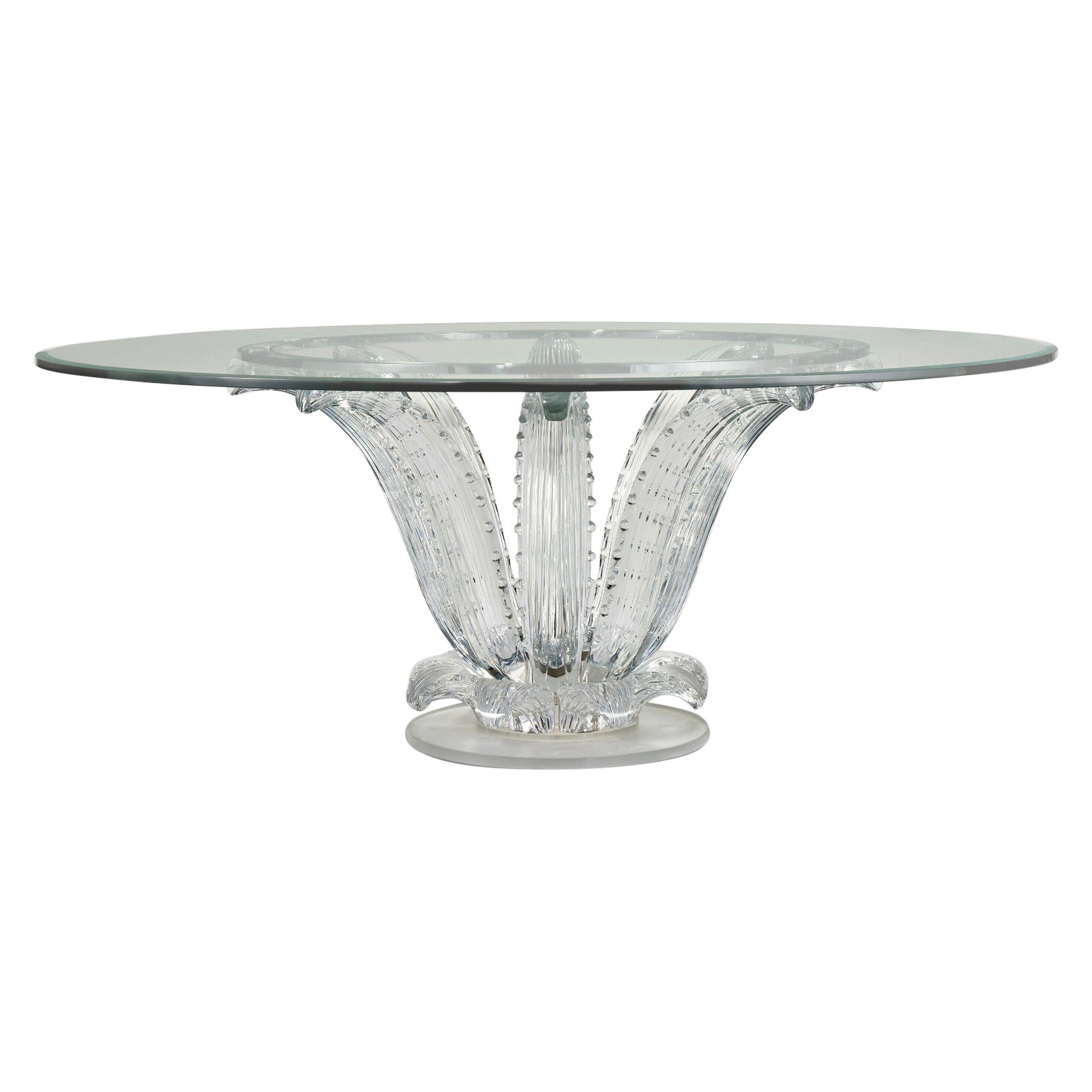 Lalique Frankreich, prächtiger und großer Kristall-Kactus-Tisch aus Kristall, 1990, 72 Zoll Durchmesser im Angebot