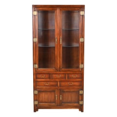 John Widdicomb Hollywood Regency Mahogany Bookcase or Display Cabinet