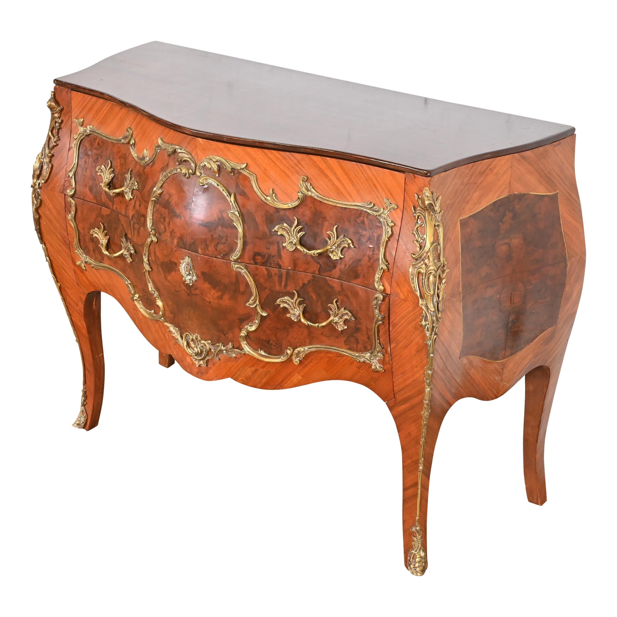 Antique French Louis XV Bombay Chest Commode with Mounted Bronze Ormolu For Sale