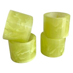 Set of 4 Napkin Rings in Lime Green Swirl Resin by Paola Valle