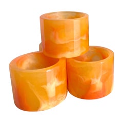 Set of 4 Napkin Rings in Orange Swirl Resin by Paola Valle