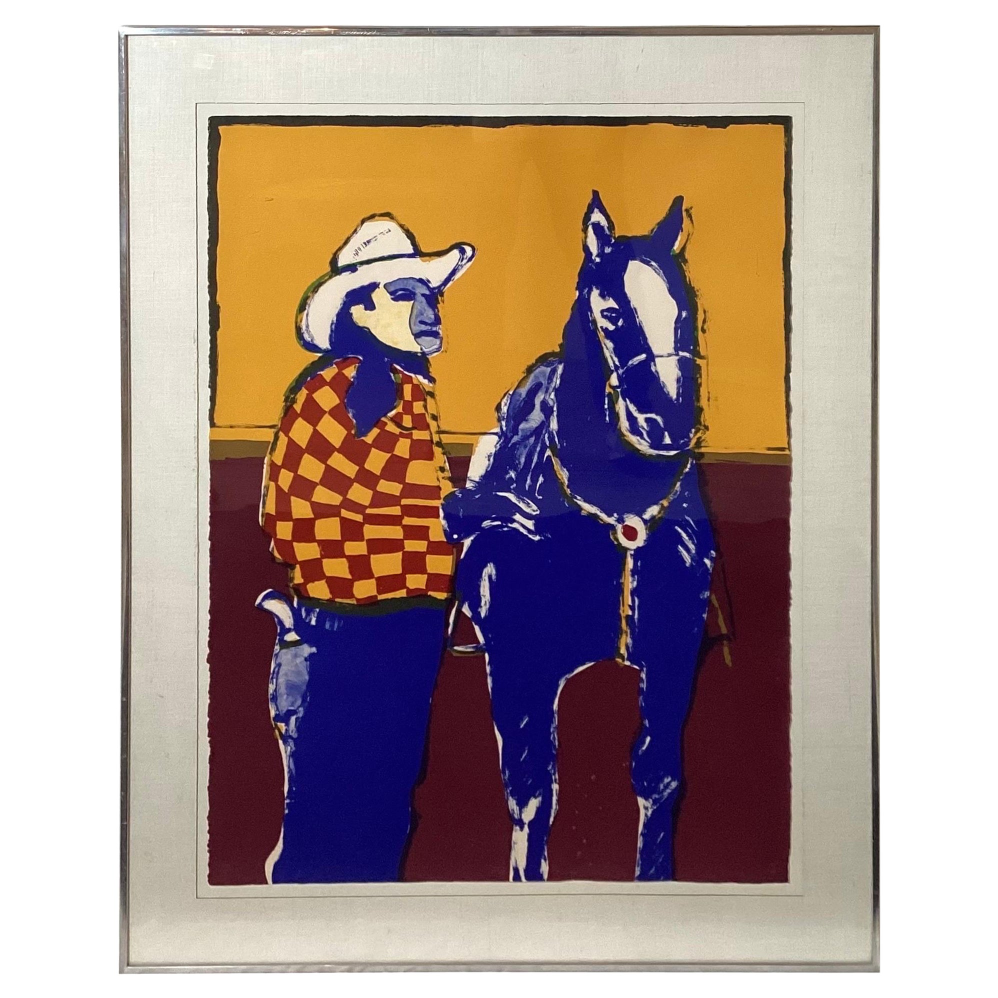 Signed Lithograph "Matinee Cowboy" by Native America Artist Fritz Scholder For Sale