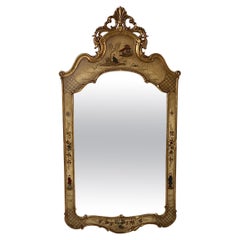 Hand Painted and Gilt Chinoiserie Famed Mirror 