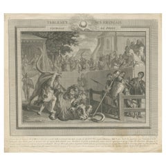 Antique Print of the Bravery of Pepin the Short, First King of the Franks