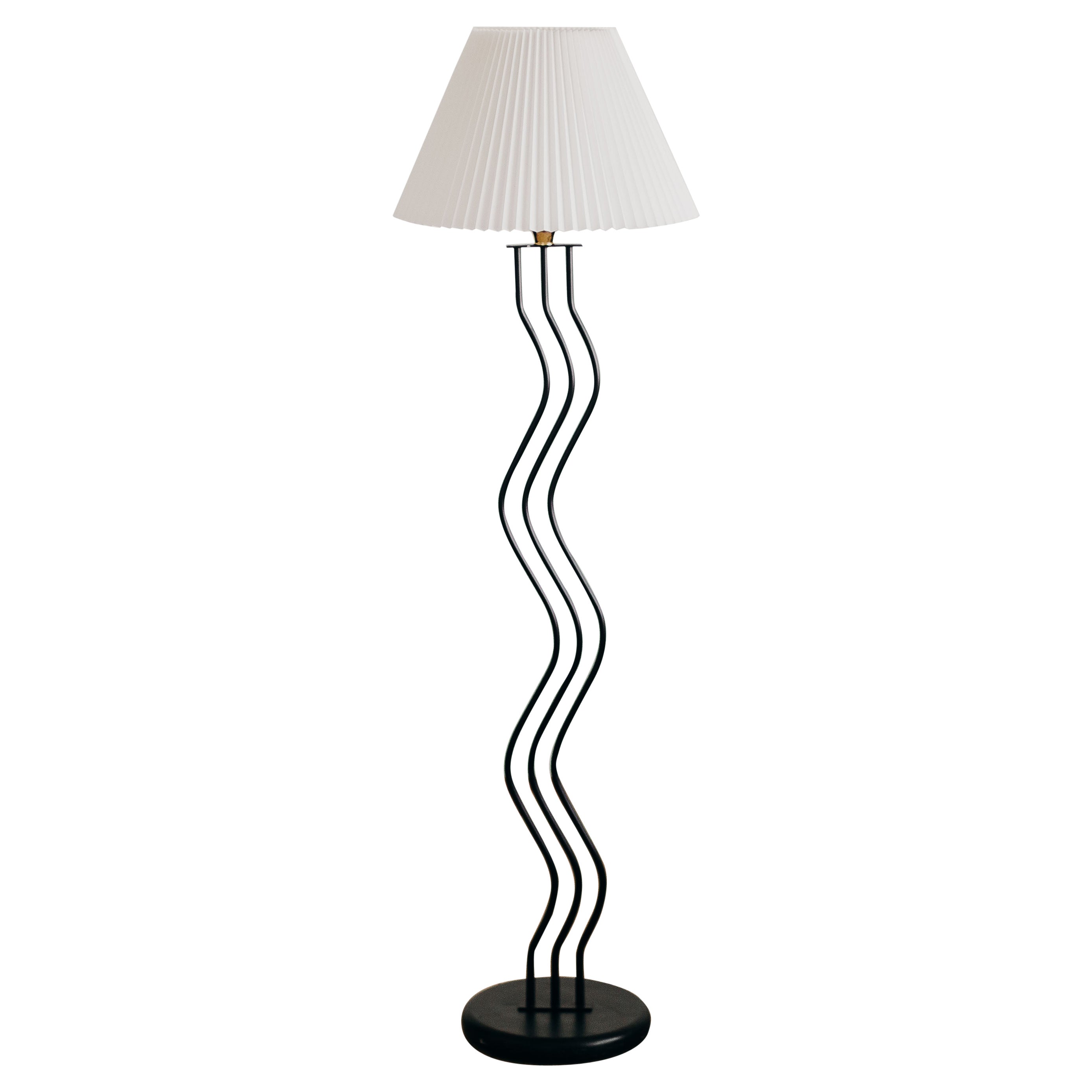 Post Modern Memphis Style Black Squiggle Floor Lamp