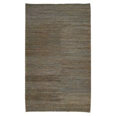 Modern Natural Texture Hand Woven Jute & Cotton Area Rug with Teal Color