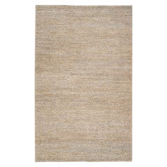 Modern Texture Hand Woven Jute & Cotton Area Rug In Natural Beige Color