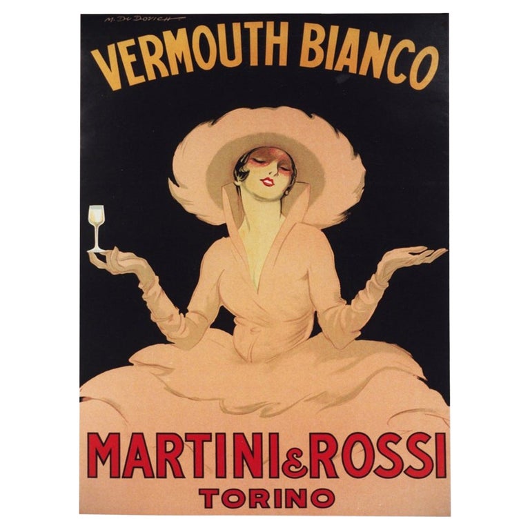 1950 Martini and Rosso Original Vintage Poster For Sale at 1stDibs