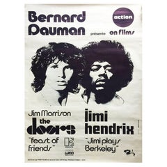 1975 The Doors & Jimi Hendrix, Bernard Dauman Presents Original Vintage Poster