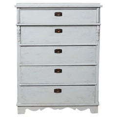 Swedish Light Gray Painted Pine Tall Chest of Drawers
