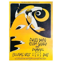 Affiche vintage d'origine Miles Davis & Elvin Bishop, Fillmore West, 1971