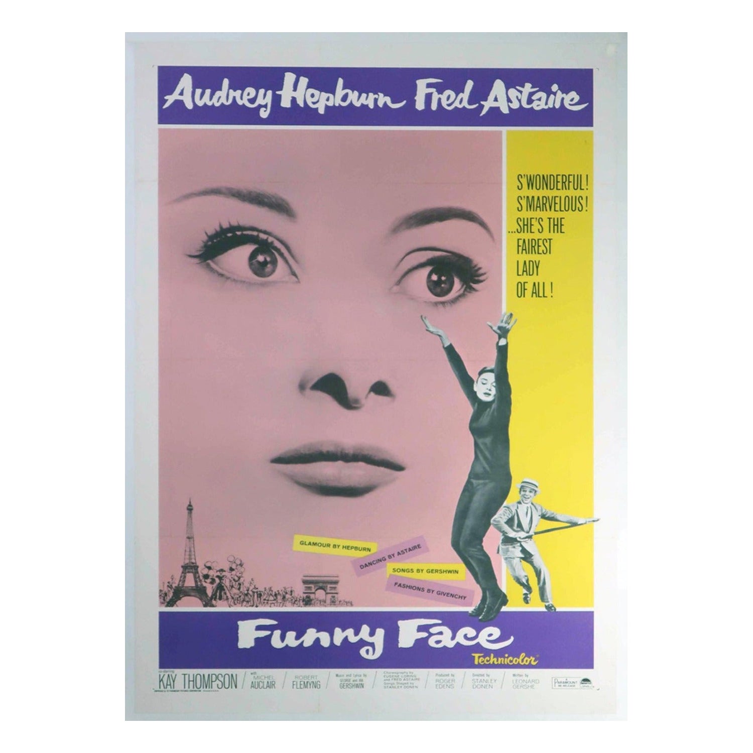 Affiche vintage d'origine, Funny Face, 1957