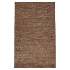 Modern Natural Texture Hand Woven Jute & Cotton Area Rug with Brown Color
