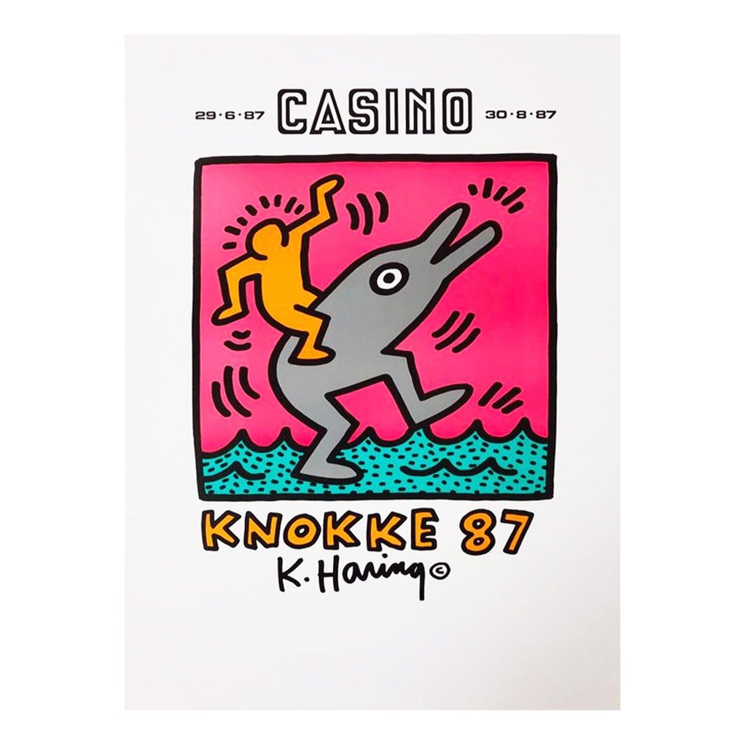 Affiche vintage originale de Keith Haring, Casino Knokke, 1987 en vente