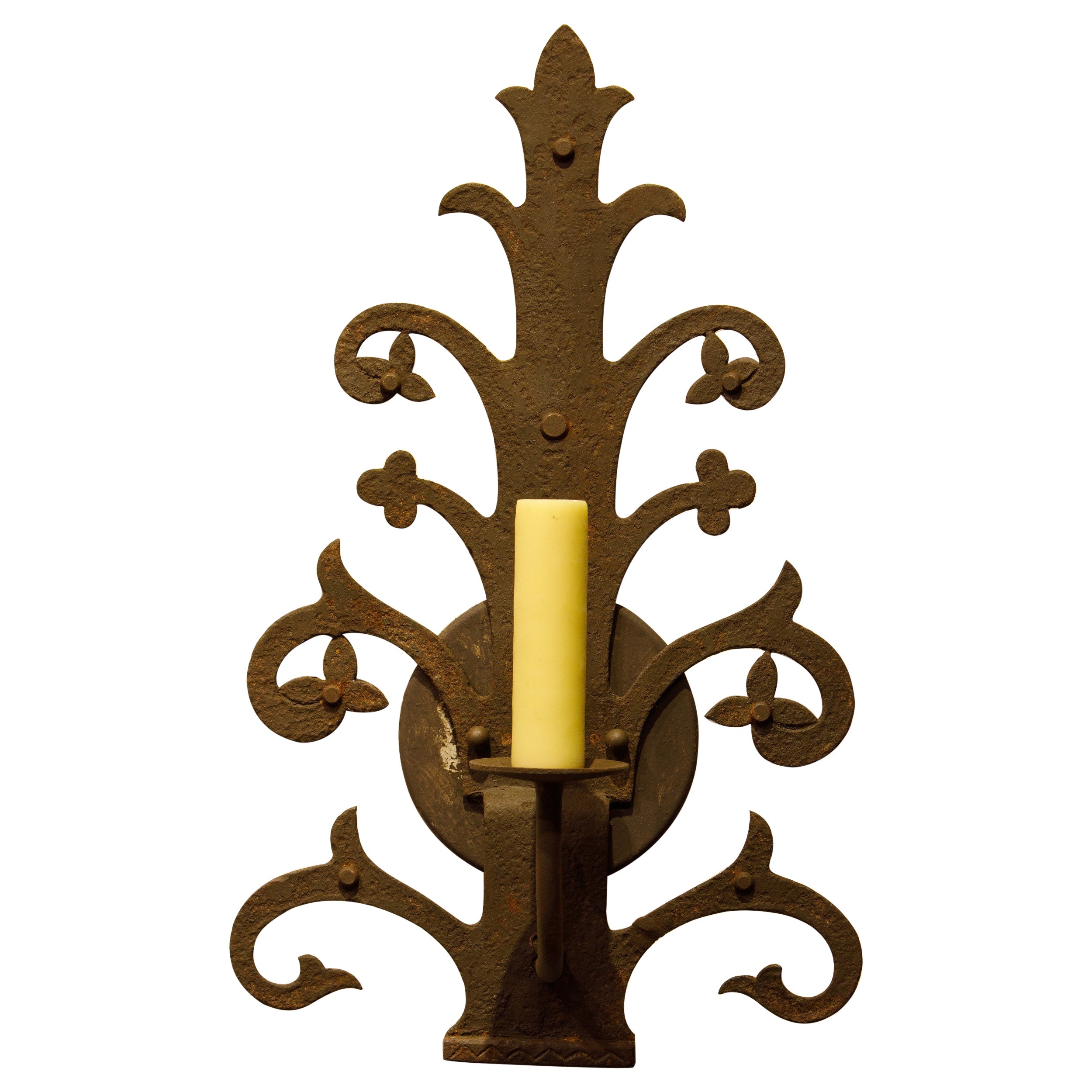 Antique French Forged Ironwork Sconce For Sale