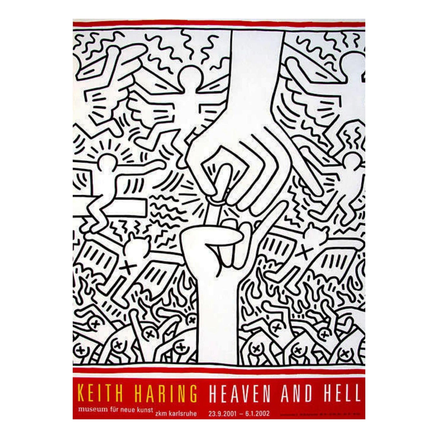 2001 Keith Haring - Himmel und Hölle Original Vintage Poster im Angebot