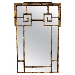 Retro Labarge Hollywood Regency Style Gilded Faux Bamboo Mirror, circa 1950s