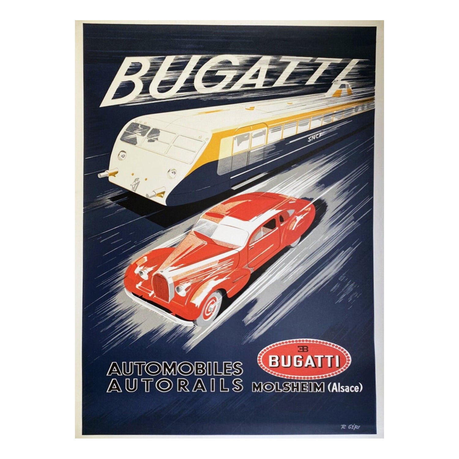 1970 Bugatti Original Vintage Poster For Sale