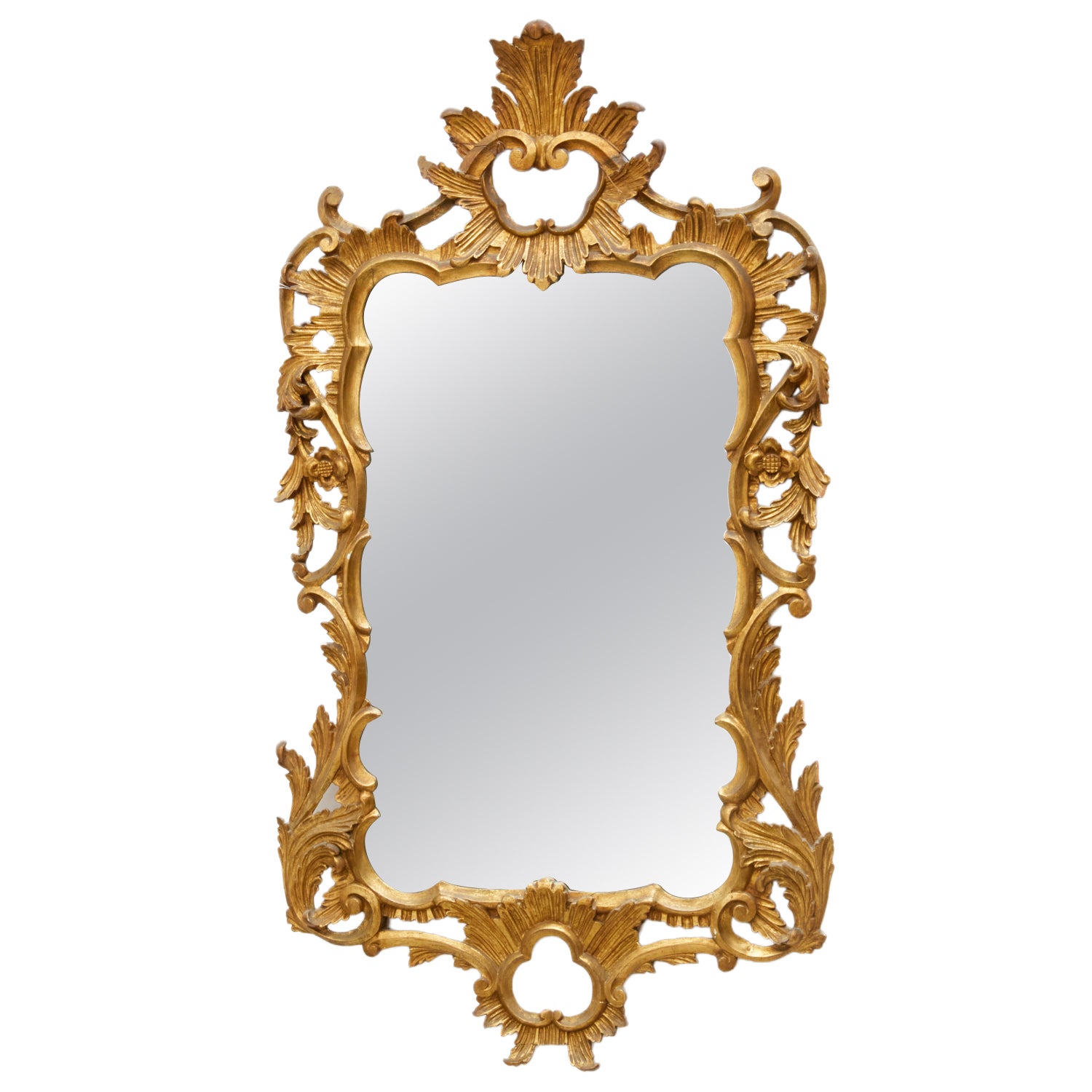 Vintage George III Style Carved Giltwood Wall Mirror For Sale