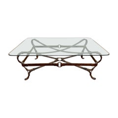 Jacques Adnet Hermes Style Tromp L'Oeil Equestrian Strap Coffee Table