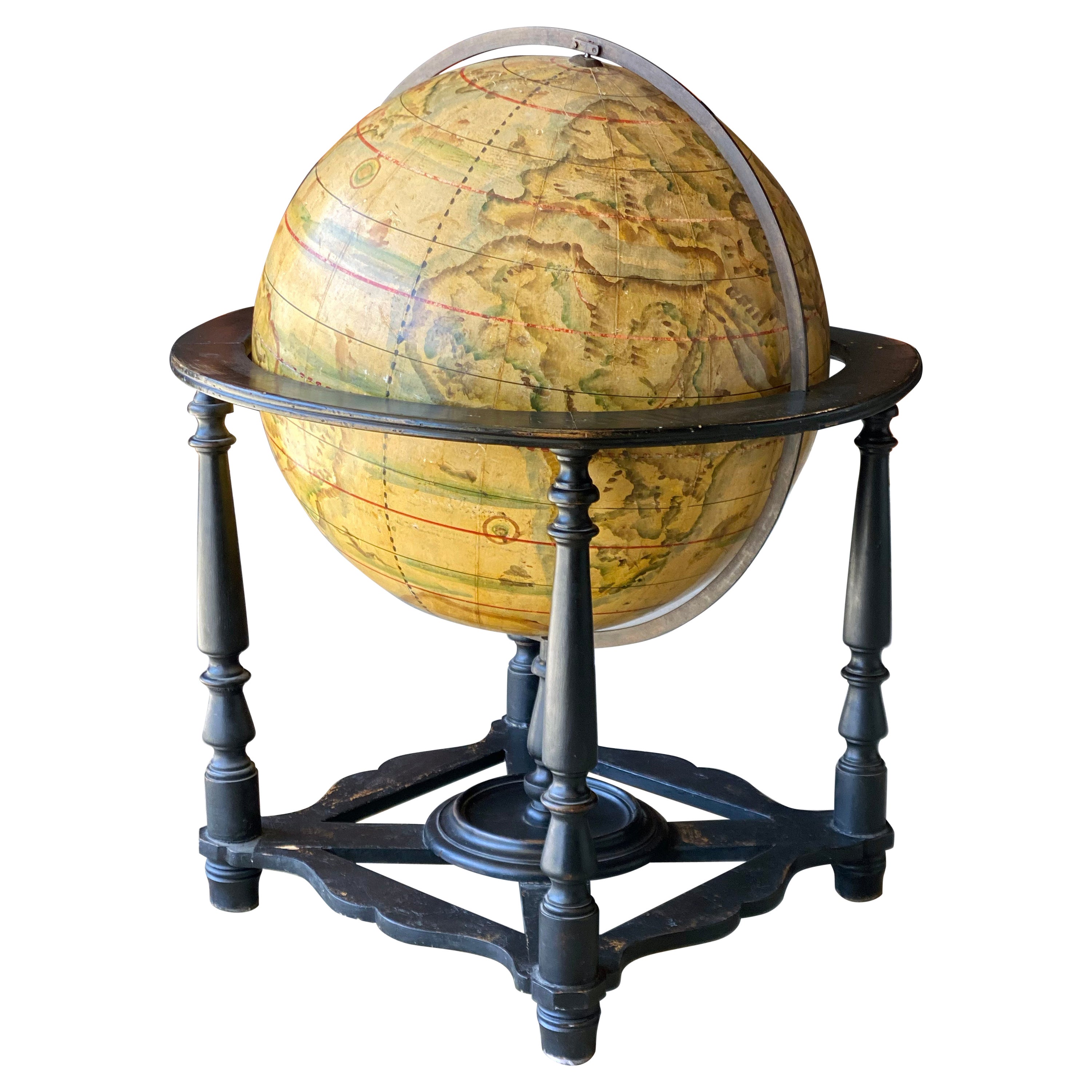 Impressive Early 20th C Hand Painted Globe
