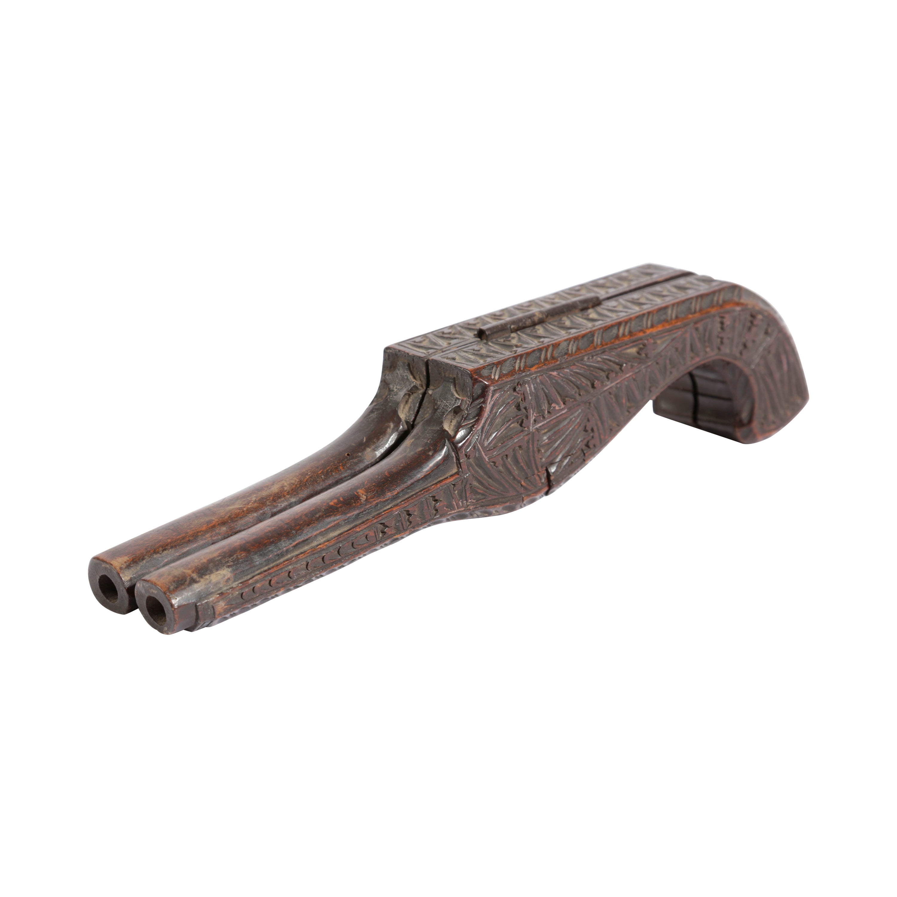 Feiner und seltener geschnitzter Stiefelknecht aus dem frühen 19. Jahrhundert in Form einer Pistole im Angebot