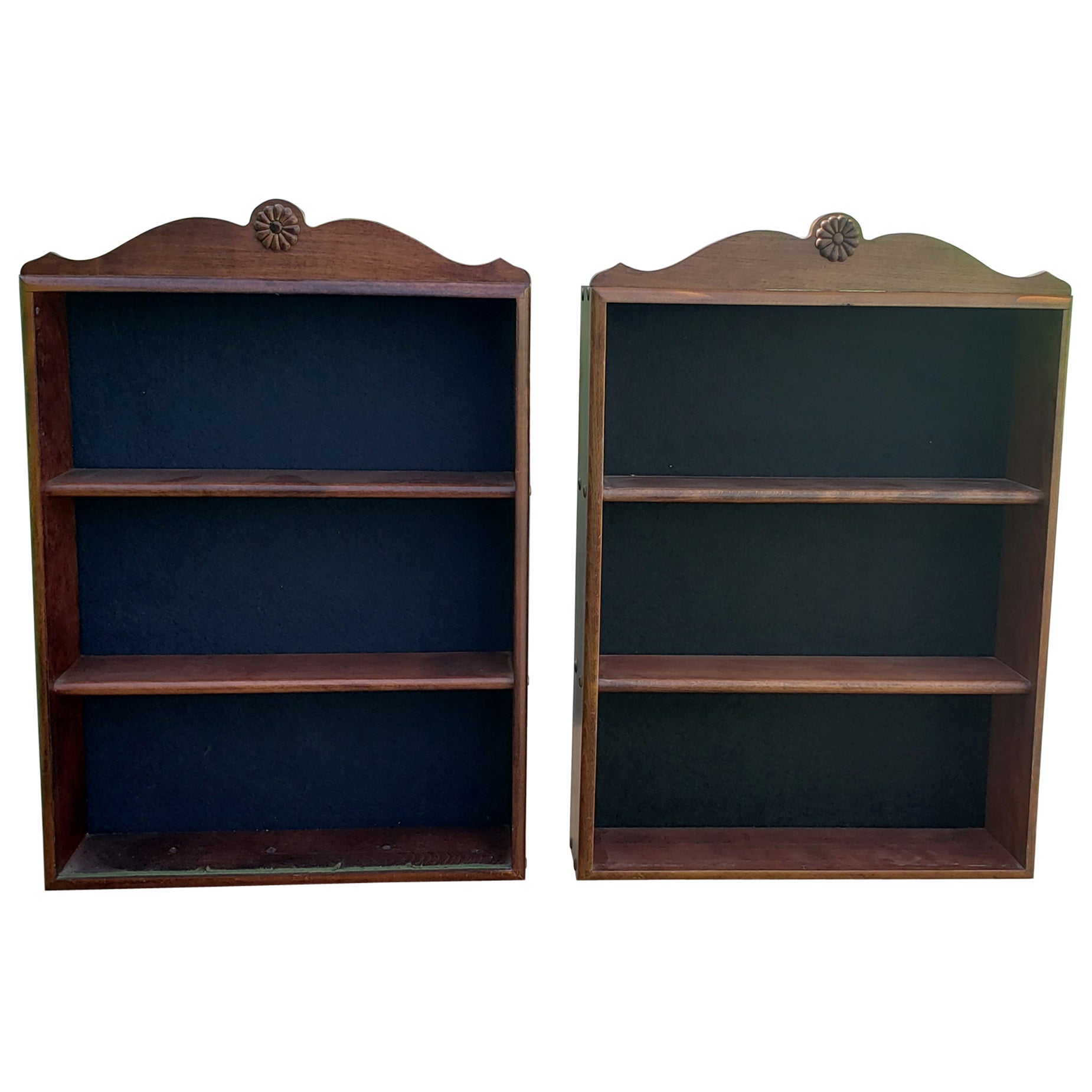 Pair of Late 20th Century Mahogany Hanging Wall Shelves For Sale