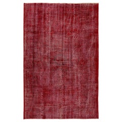 6.5x9.3 Ft Modern Handmade Rug in Burgundy Red. Tapis vintage d'Anatolie centrale