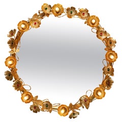 Brass light up 'Gracie' Flower Wall Mirror