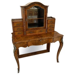 Outstanding Quality Antique Victorian Burr Walnut Bonheur De Jour Writing Desk