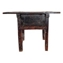 17th Century Spanish Wood Side Table with Drawer