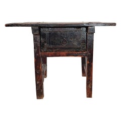 17th Century Spanish Wood Side Table with Drawer