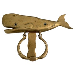 Vintage Cast Brass Whale Door Knocker