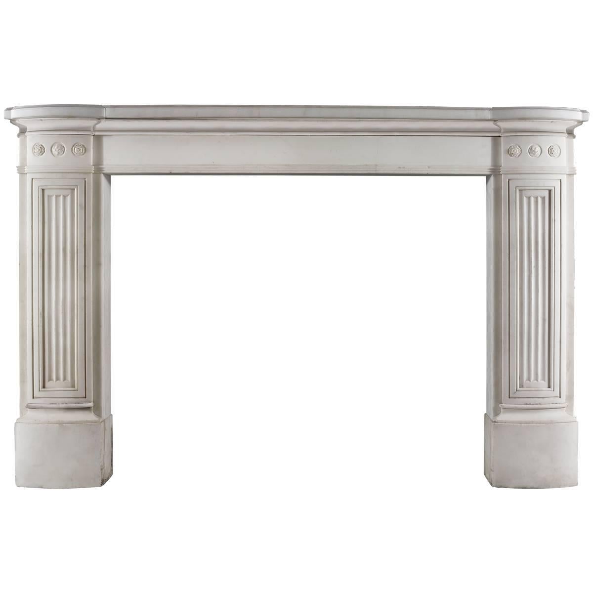 Antique English Regency Statuary Marble Fireplace Mantel For Sale