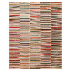 Colorful Modern Rag Rug. 10 ft x 12 ft 10 in