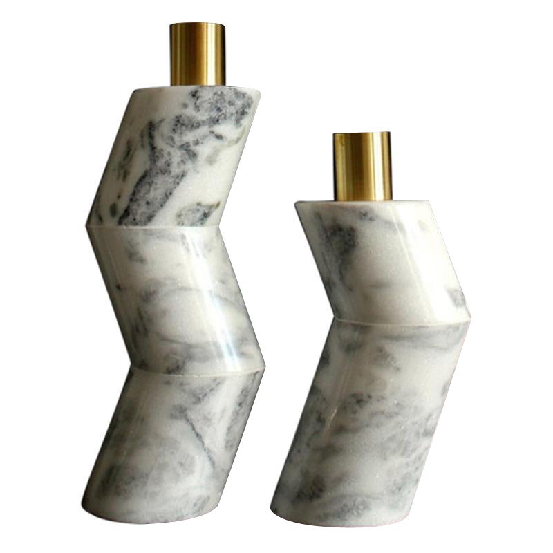 Pair of Marble Ginga Vases by Gustavo Dias