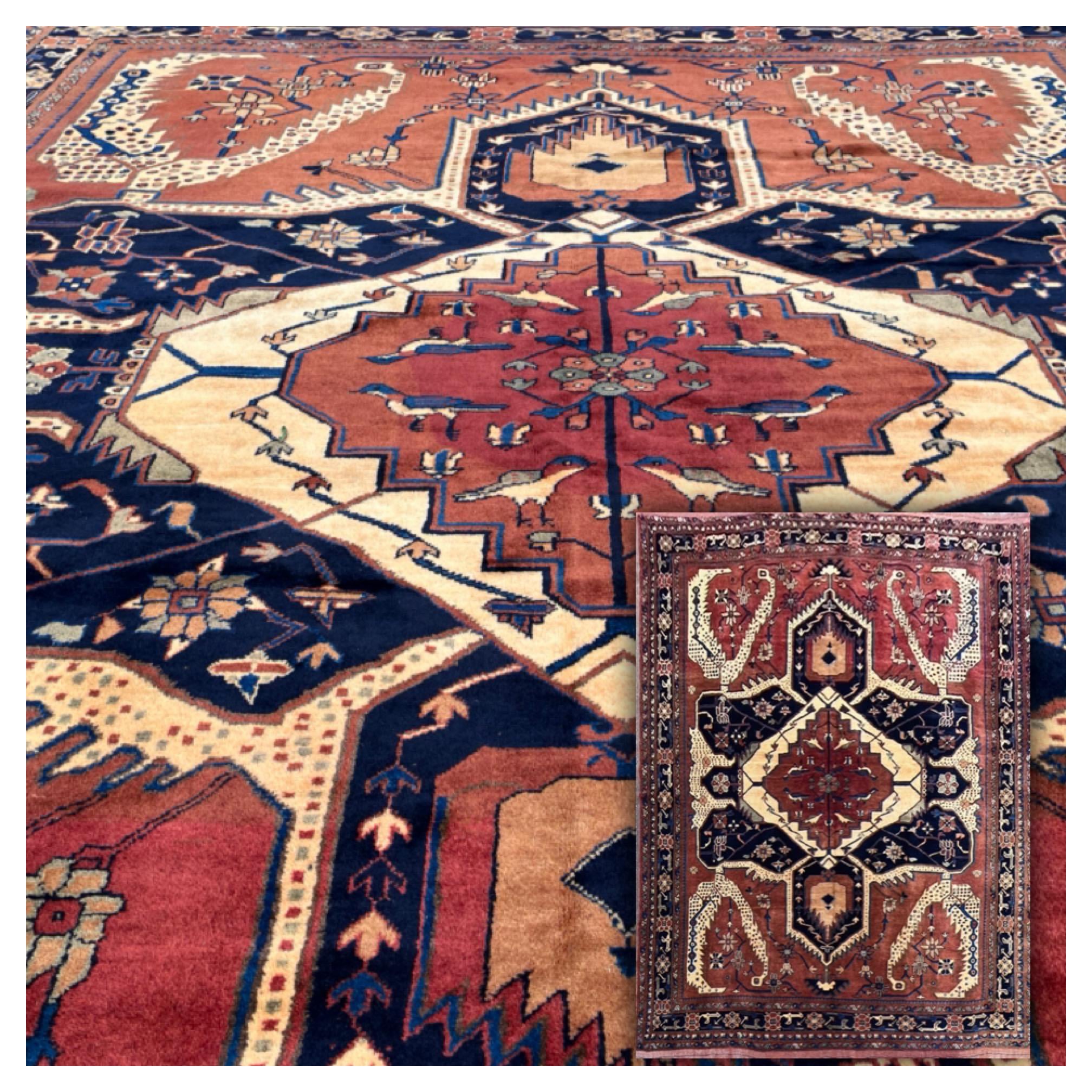 Afghanischer Teppich im Kargai-Design Heriz Serapi im Angebot