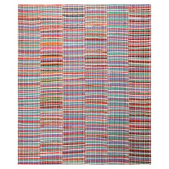 Modern Colorful Rag Rug. 12 ft 2 in x 14 ft 10 in