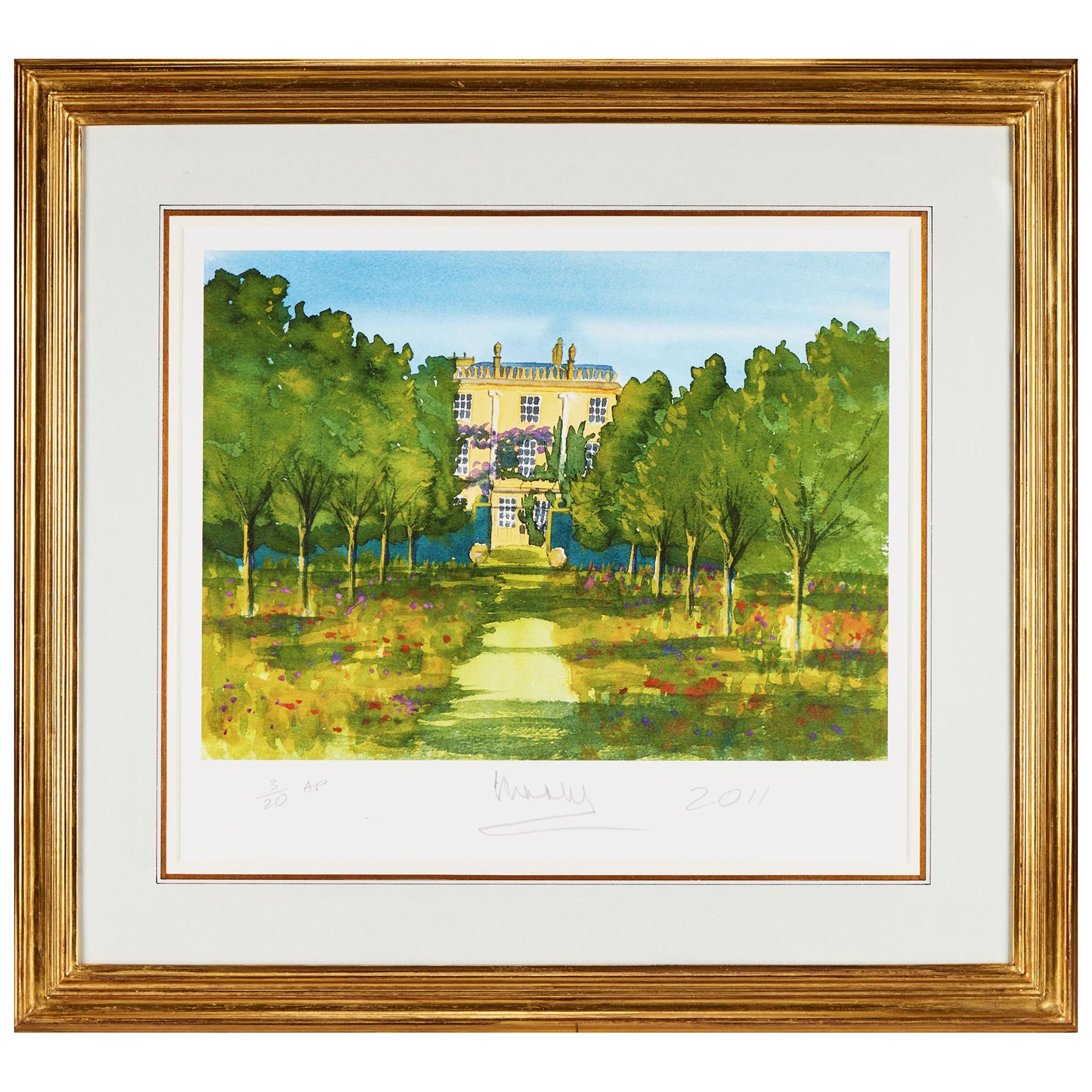 King Charles III, a Lithograph of the South Front, Highgrove House, 2011