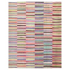 Rainbow Colors Striped Modern Rag Rug. 12 ft x 15 ft