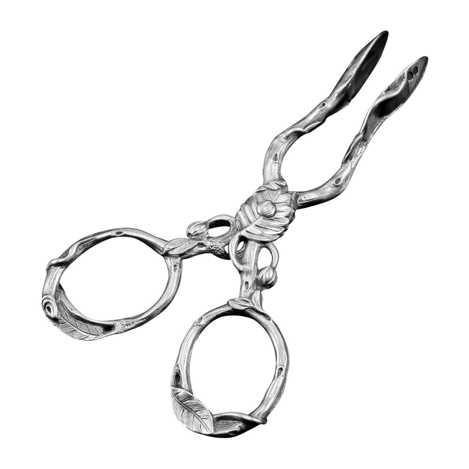 Antique Solid Silver Sugar Tongs/Nips/Tea Tongs Naturalistic, Francis Higgings For Sale