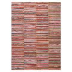 Stripe Design Modern Rag Rug. 8 ft 6 in x 11 ft 10 in
