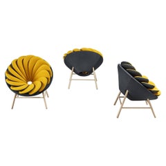 Pair of Yellow and White Quetzal Armchairs, Marc Venot