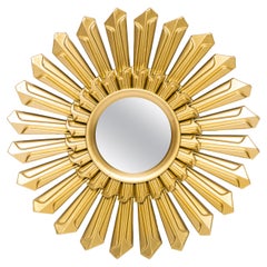 Midcentury Vintage Gold Italian Small Sunburst Mirror, Italy, 1960s