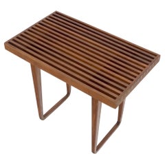 Compact Slotted Teak Wood Danish Mid-Century Modern Bench Seat Mint!