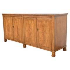 Baker Furniture French Empire Burled Walnut Sideboard or Bar Cabinet