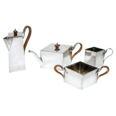 Art Deco Sterling Silver Four Piece Tea and Coffee Service by Mappin & Webb